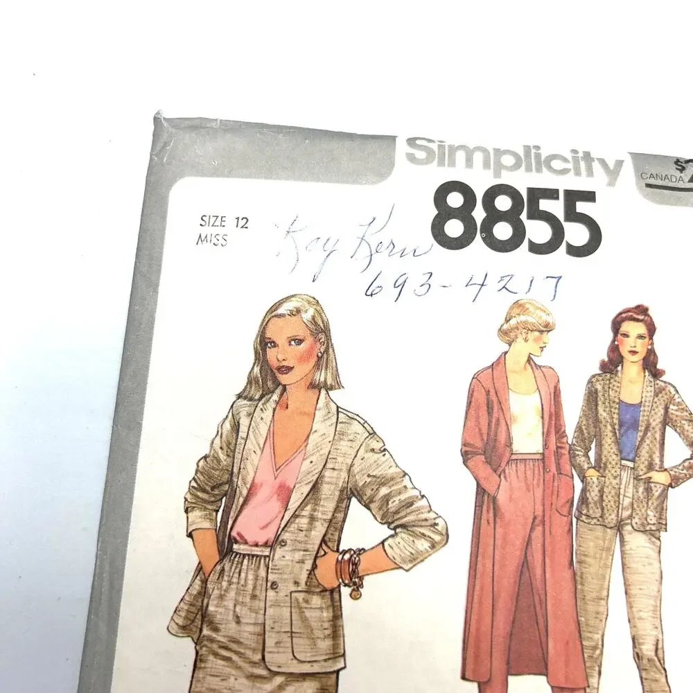 Simplicity Vintage‎ 1978 Pattern #8855 Misses Jacket and Skirt Size 12